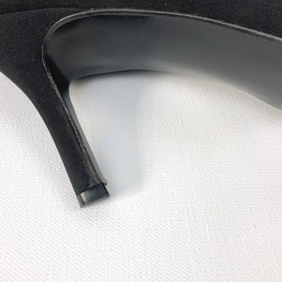 Stuart Weitzman Square Toe Black Crepe Heels Pumps  Sz 8.5 - Picture 13 of 16